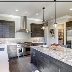 Inside image of a kitchen with some lights