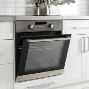 Close up image of a microwave oven in kitchen